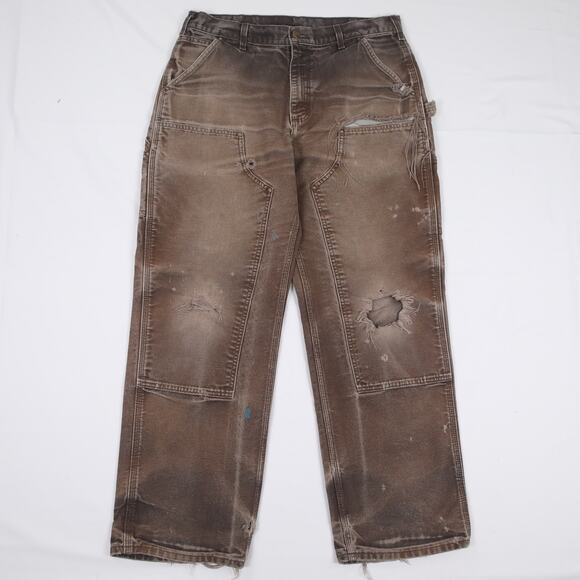 Carhartt Other - Vintage Carhartt B136 DKB Distressed Faded Brown Double Knee Pants 33x30